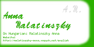 anna malatinszky business card